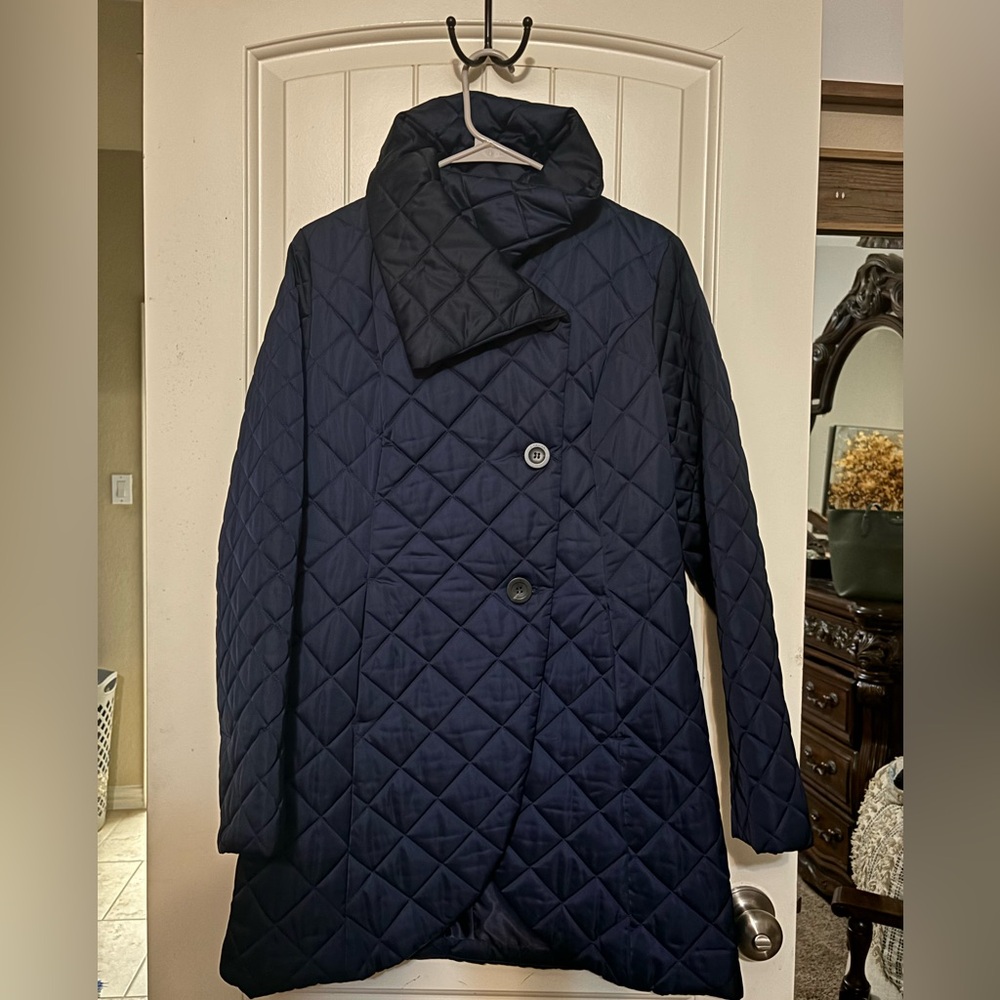 T Tahari Navy Coat